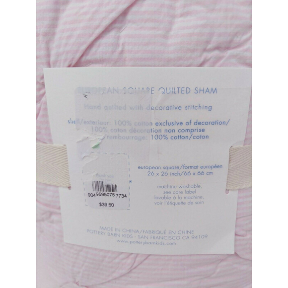 Pottery Barn Kids Brigette Ruffle Quilted Shams Pair‎ 2 European Square 26" NEW - Picture 11 of 12